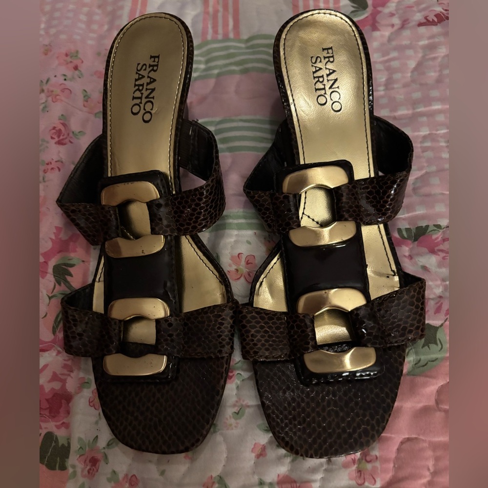 Franco Sarto Brown Slide Sandals